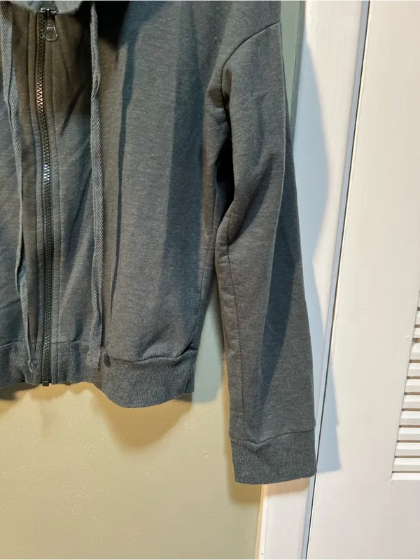 Z by Zella Women's Size Medium Cowl Neck Sweatshirt Charcoal Gray Full Zip - Image 4