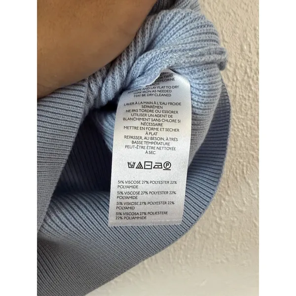 Maeve Anthropologie Sleeveless Turtleneck Sweater Vest Blue Ribbed Knit Size S - Image 6