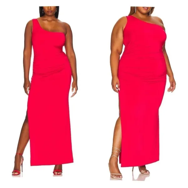 Remi x Revolve Gigi One Shoulder Slit Maxi Dress Women's Size 2X Red Glam - Image 2