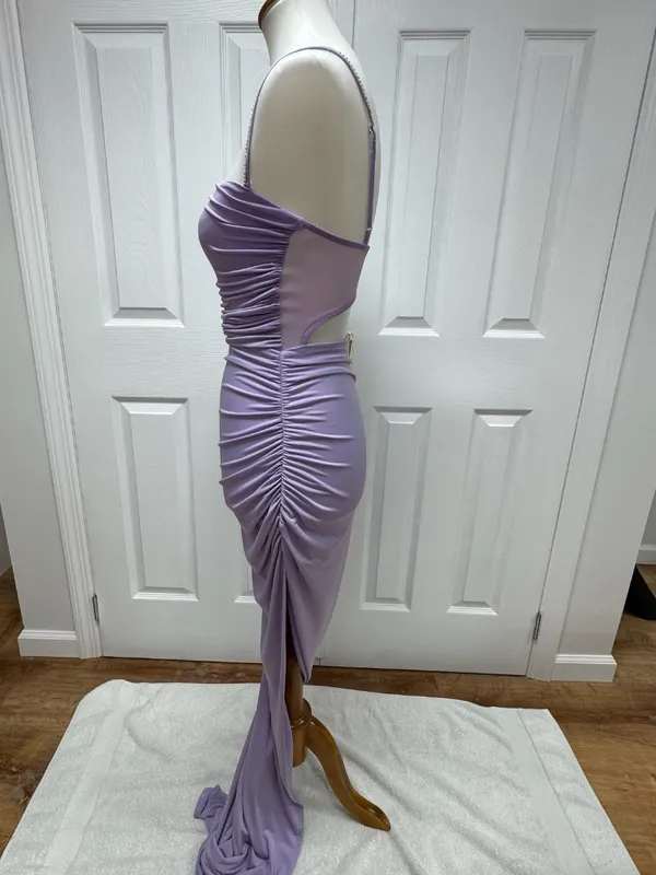 Lucy in the Sky- Rhinestone Strap Maxi Dress in Lilac -Size S- NEW Without Tags. - Image 4
