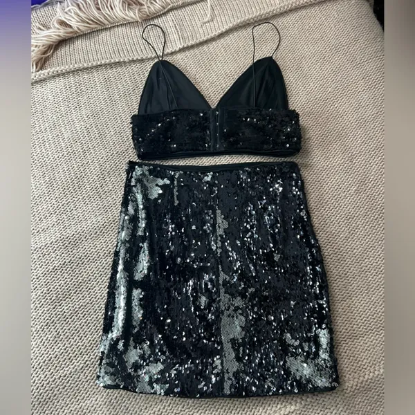 Forever 21 NYE Crop Set Dress Sequin Multi F21 - Image 6