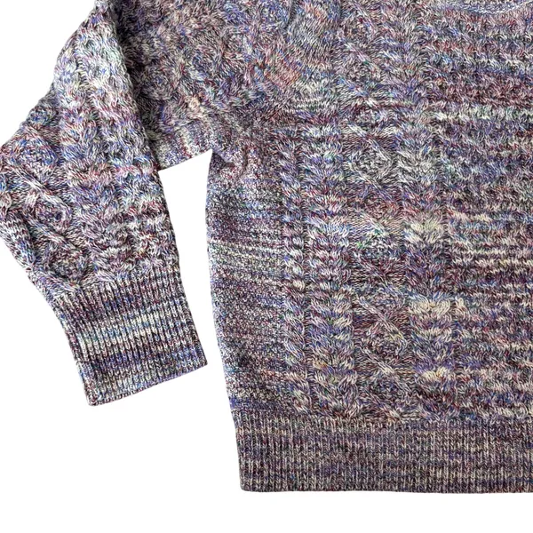 J. Crew Lavender Wool Marled Cable Knit Crewneck Sweater Women's Size Medium - Image 2