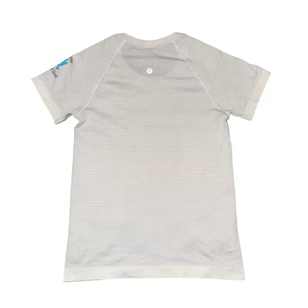 Lululemon Swiftly Tech SS 2.0 Women 4 White Atlanta 10K Tour Excellent Striped - Image 2
