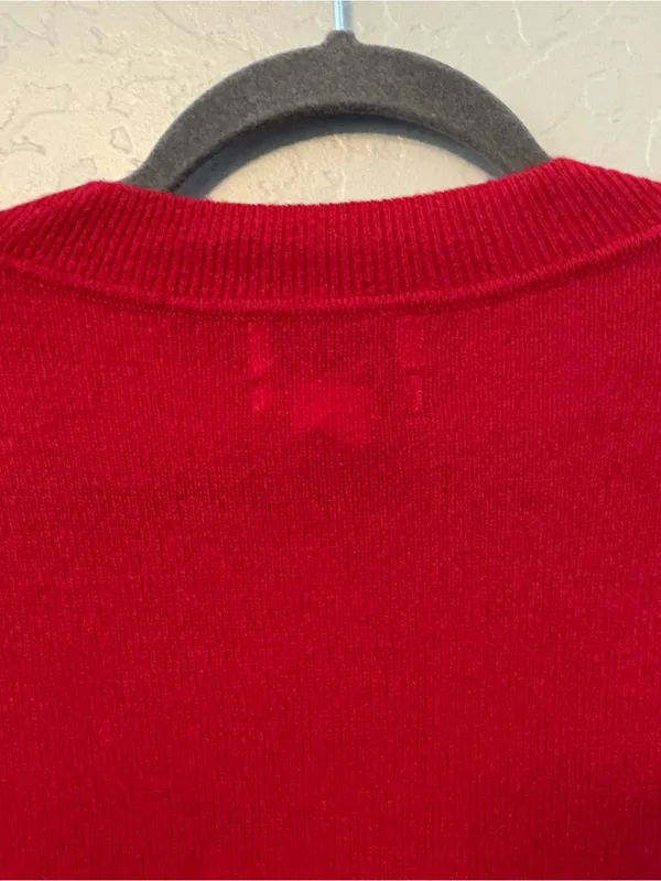 Rachel Zoe red v-neck long sleeve 100% 2-ply cashmere sweater size small - Image 11