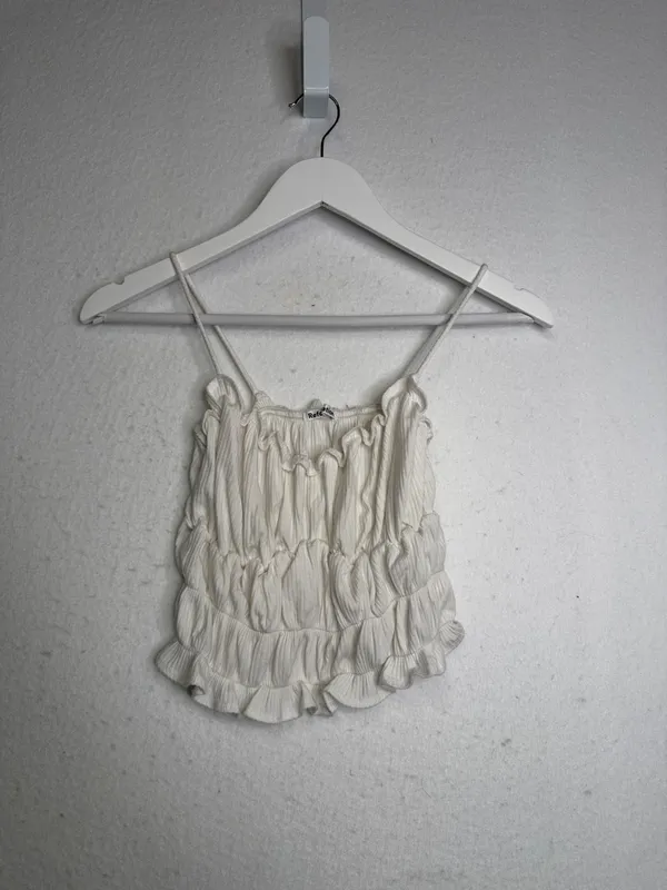 Reformation Lightweight White Ruched Stretchy Tank Top | Small - Image 2