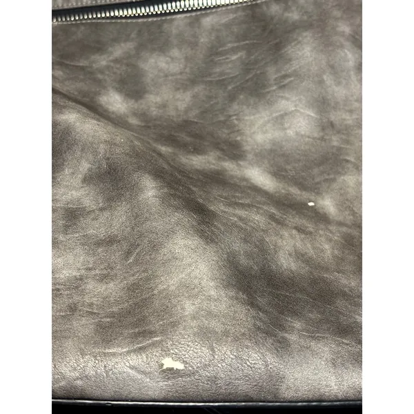 Gray Distressed Vegan Leather Convertible Backpack Shoulder‎ Bag Silver Padlock - Image 10
