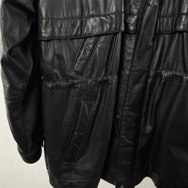 Vintage‎ Wilson Leather Full Zip Drawstring Waist Jacket in Black Size Large - Image 2