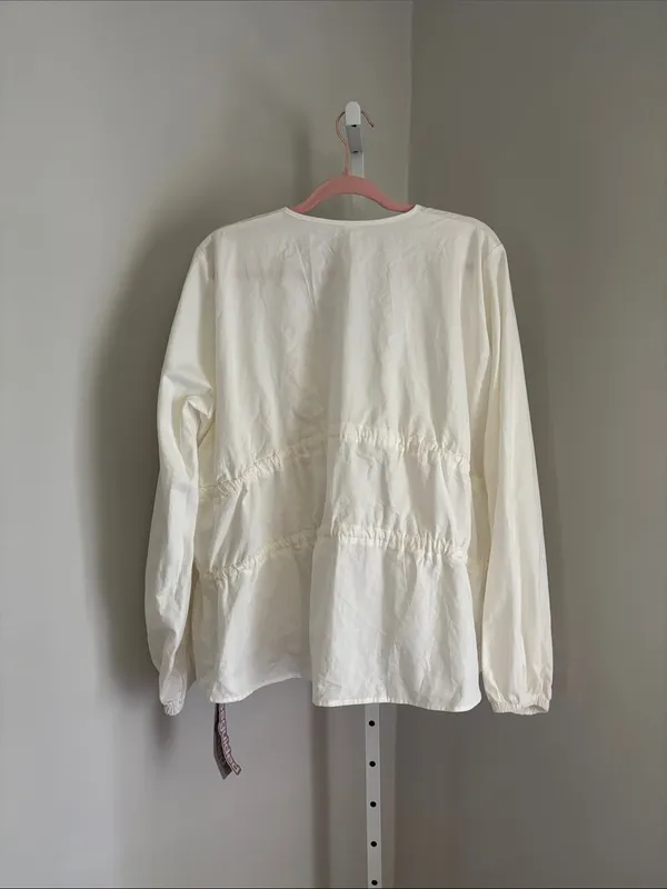 Missguided Tiered Ruched Balloon Long Sleeve Blouse Size L Drawstring Gathered - Image 7