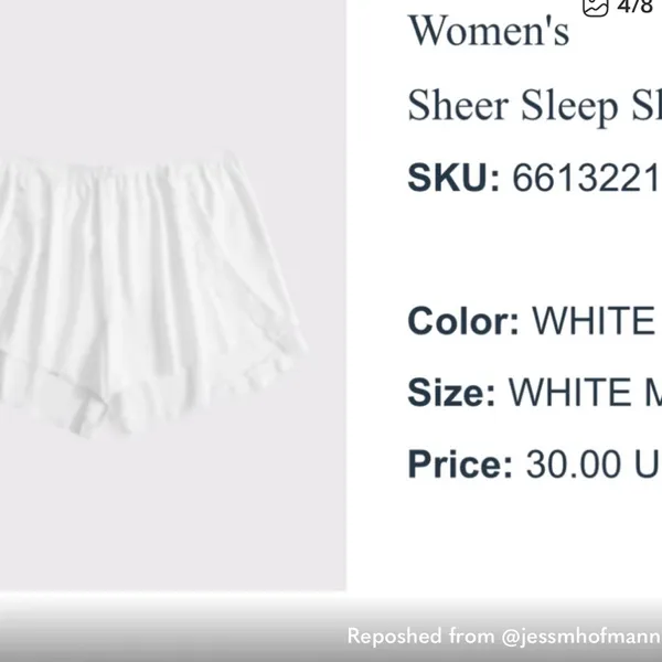 Abercrombie White PJ Set Cami & Shorts - Image 2