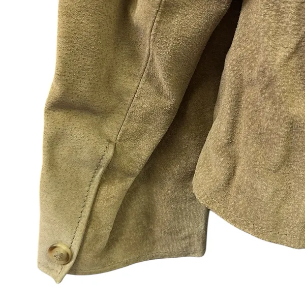 Vintage Suede Tan Open Front Pocket Jacket Puff Sleeve Womens Juniors 9 10 - Image 11
