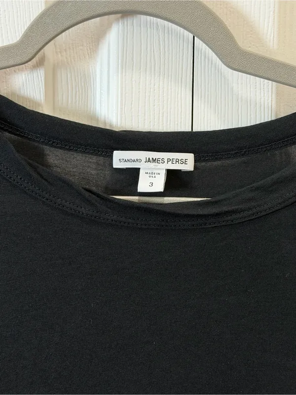 James Perse Black Long-Sleeve Crewneck Shirt Size 3 (Large/XL) - Image 3
