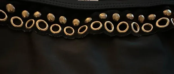 Cupshe Black Bralette Top High Rise Cheeky Bottoms with Gold Grommet detail M - Image 3