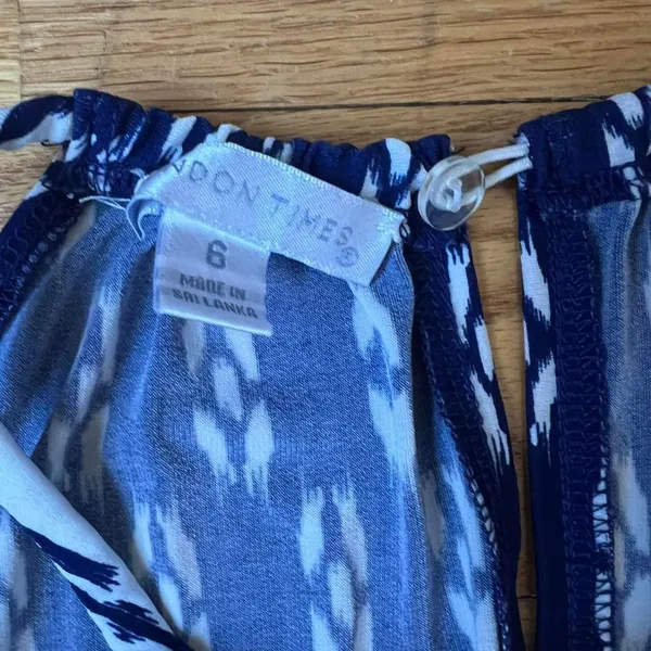 London Times Patterned Maxi Dress Wrinkle Resistant Wedding Guest Blue White Size 6 - Image 4
