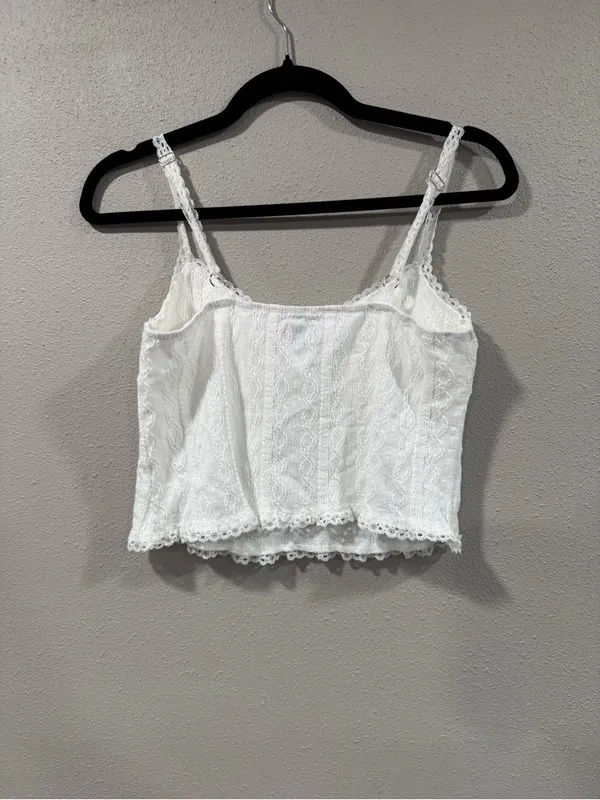 Edikted White Lace Corset Tank Top - Image 3