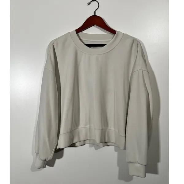Lululemon Softstreme Oversized Cropped Crew in White Size 10 - Image 2
