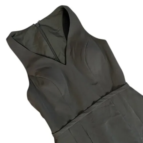 Azazie Sage Green V-Neck Maxi Dress A4 Sleeveless Cutout Back Formal Gown - Image 2