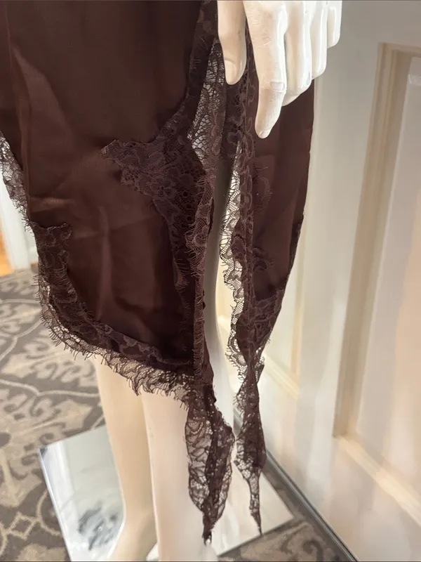 WOMAN STRAPPY SHORT SATIN ZW ASYMMETRIC LACE DRESS Size XL - Image 7