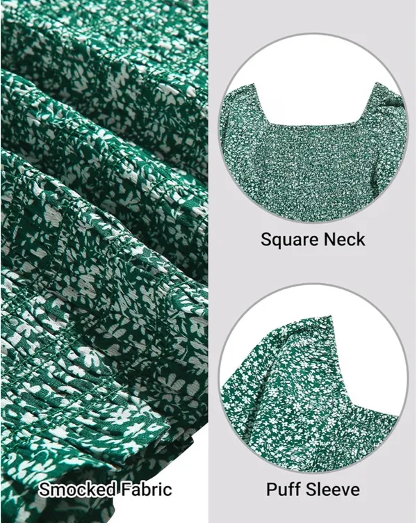 Green peplum-style blouse with a ditsy floral print size M - Image 12
