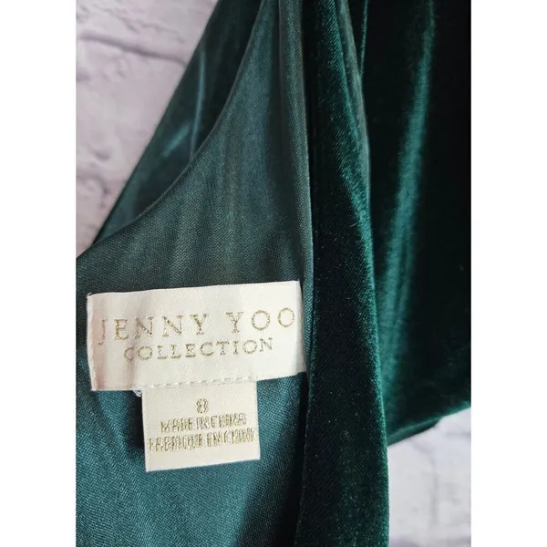 Jenny Yoo Ellis Ruffle-Sleeve Open-Back Green Velvet Wedding Gown 8 Homecoming - Image 9