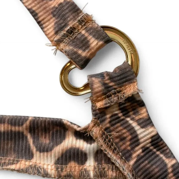 Leopard animal print halter top mini dress with gold detail - Image 5