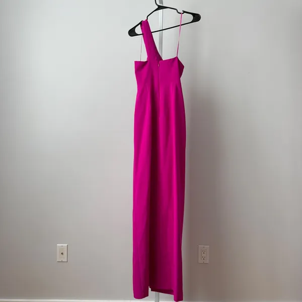 Aidan Mattox sz 4 Hot Pink One Shoulder‎ High Slit Formal Maxi Gown Luxury - Image 7