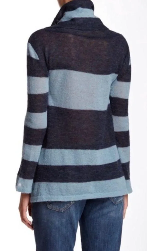 Lulu Rugby Blue Striped Cowl Neck Alpaca Wool Blend Sweater - Image 7
