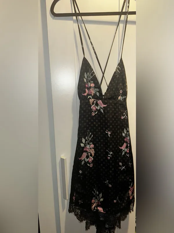 NWT FREE PEOPLE Floral Mini Slip With Lace Trim $98 MSRP - Image 7