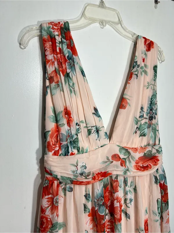 NWT Lulus Garden Meandering Blush Floral Print Maxi Dress size L - Image 9