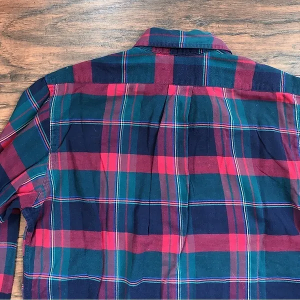 vintage • Polo Ralph Lauren 90s plaid buttondown shirt green red navy cotton - Image 6