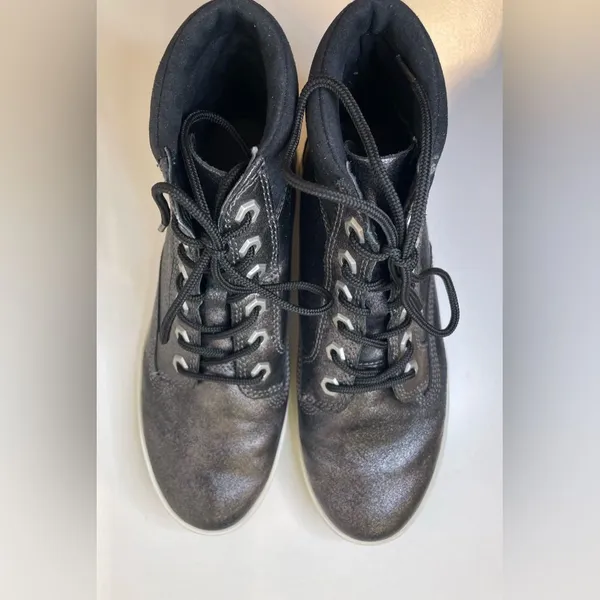Timberland Women’s Dausette Black Silver Leather Casual Sneakers Boots Size 7‎ - Image 5