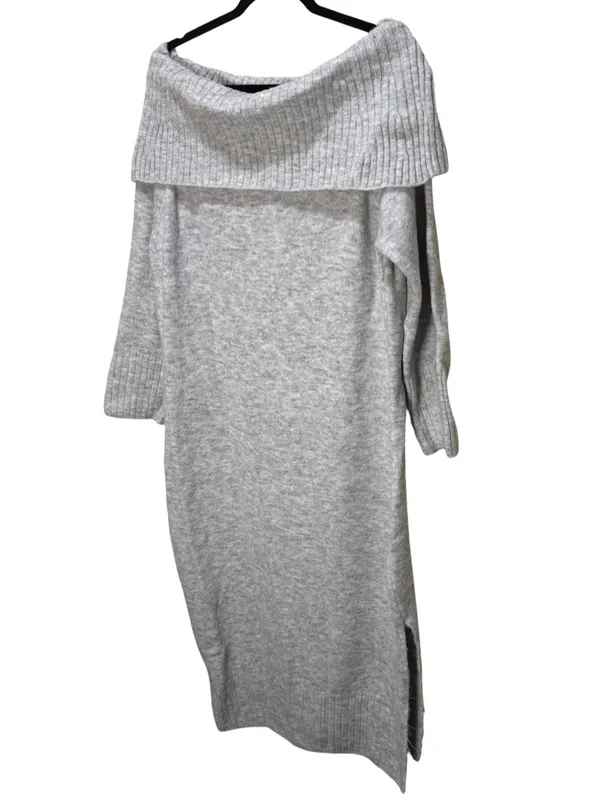 Daily Practice Off-Shoulder Foldover Midi Sweater Dress - Light Gray 1X NWT - Image 5