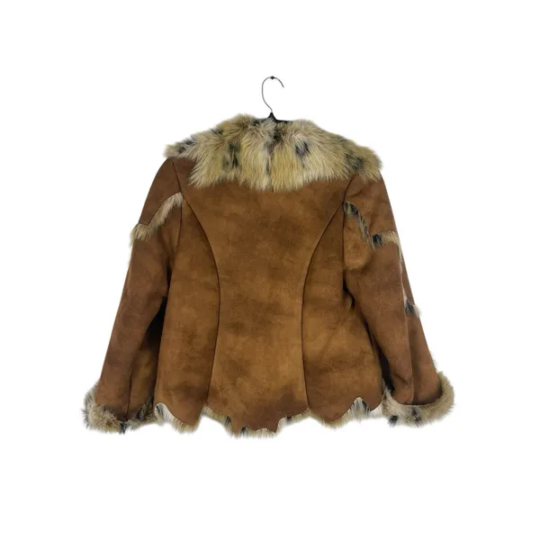 Loft Y2K Mechant Vegan Fur Suede Coat Brown Short Length Mob Wife Penny Lane M - Image 2