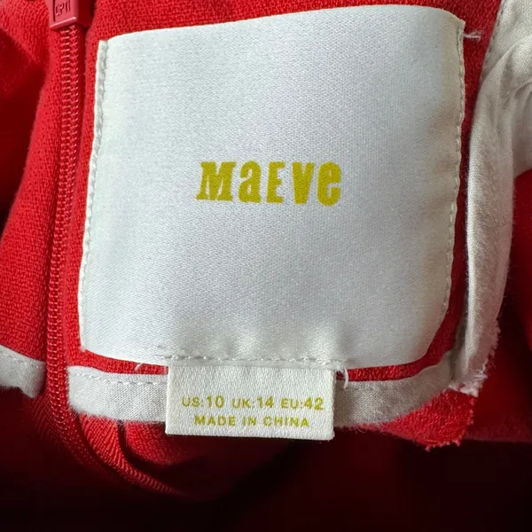 Maeve Anthropologie Red Bow Back Open Back Shift Mini Dress Sz 10 Short Sleeve - Image 5