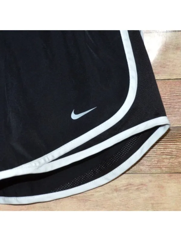 Nike Dri Fit Tempo Ladies Running Shorts M Drawstring Lined White Stripe Workout - Image 2
