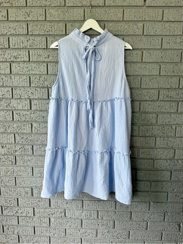Tuckernuck Pomander Place Morgan Dress Light Blue Tiered Gauze Size XXL - Image 5