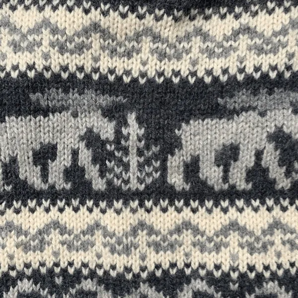 Vintage 90s Eddie Bauer Gray Black Moose‎ Nordic Fair Isle Turtleneck Sweater - Image 9