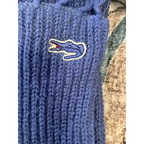 Vintage IZOD Lacoste Knit Scarf Hat Combo 100% Orlon Blue 80s Made USA - Image 2