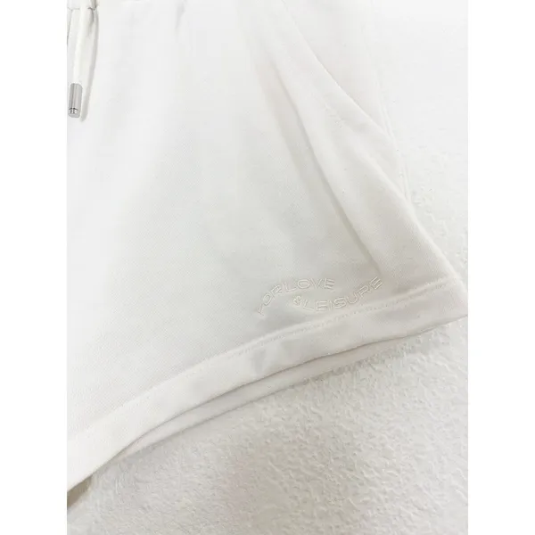 For Love & Lemons Cream Sweat Shorts Size Medium Embroidery Comfort Loungewear - Image 9
