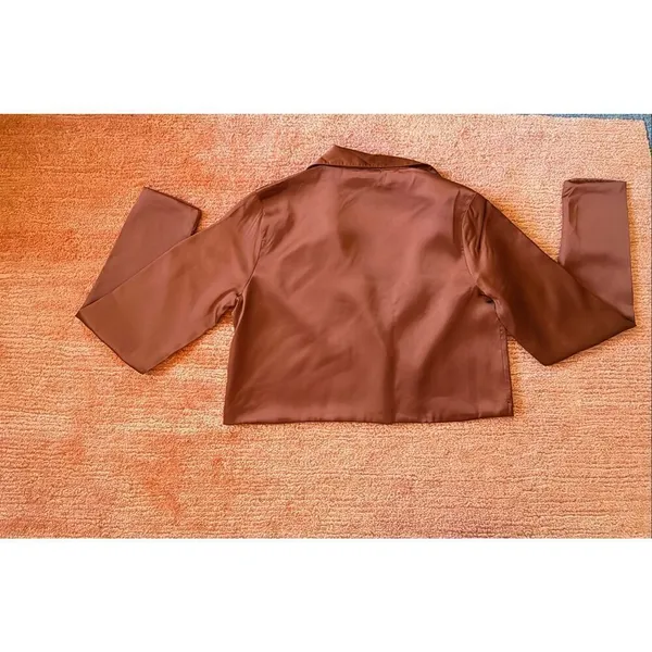 Noisy May Cropped Blazer Cappuccino Brown Satin Women’s Size M NWT - Image 7