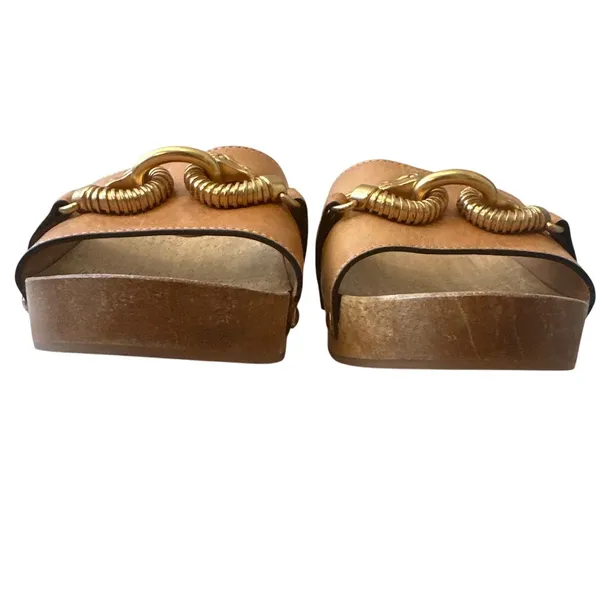 Tory Burch Jessa Leather Wood Sandals Size 8‎ - Image 2