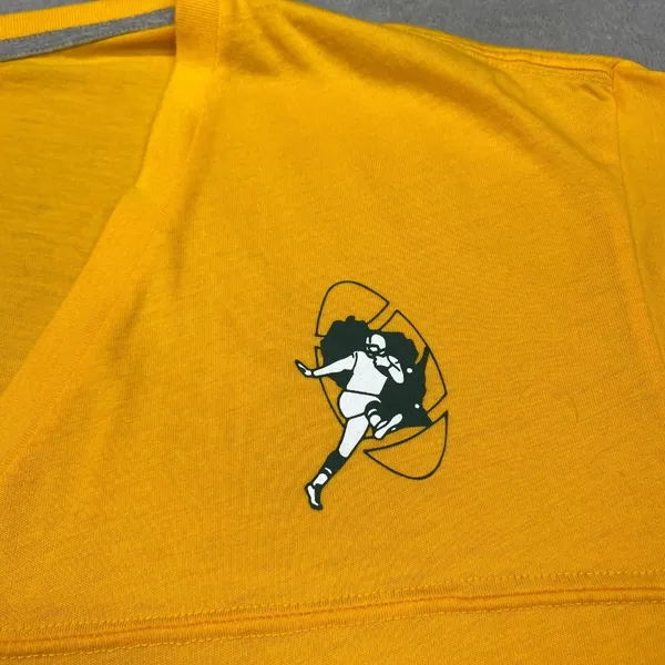 Nike Green bay Packers Jersey Womens Large Yellow Short Sleeve V Neck Pullover - Image 3