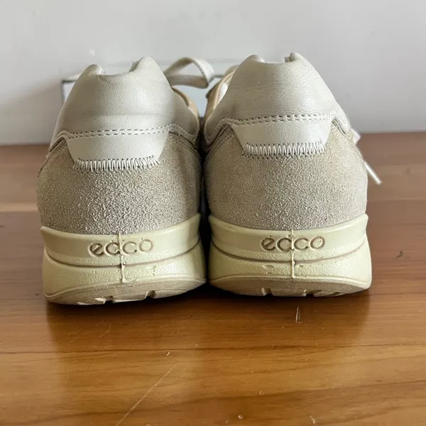 ECCO Tan Leather Suede Walking Shoes Womens‎ 38 Arch Support Sneakers 045193 - Image 6