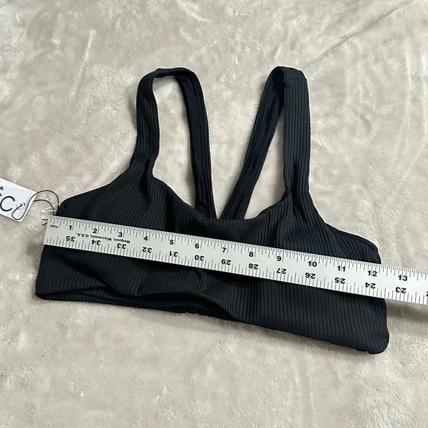 GIGI C Revolve Andrea Sports Bra Women's Small Black Ribbed Cutout V-Back New - Image 8