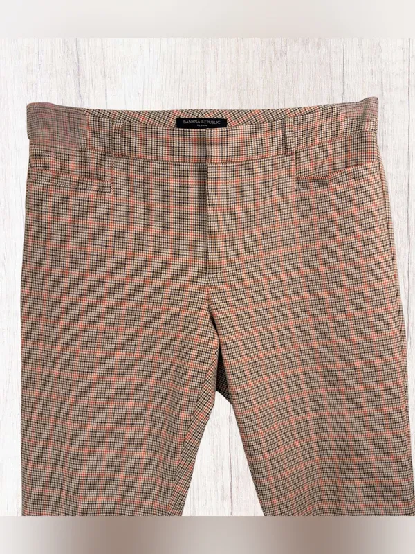 BANANA REPUBLIC Sloan Mid-Rise Skinny‎ Fit Ankle Pant, Camel Glen Plaid Check, 8 - Image 4