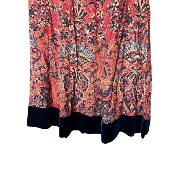 Soft Surroundings Women’s Skirt Orange Midi Boho Baroque‎ Velvet Hem SIze L - Image 3