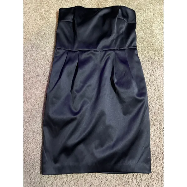Express Design Studio Womens Black Satin Strapless Cocktail Dress Size 6‎ Mini - Image 2
