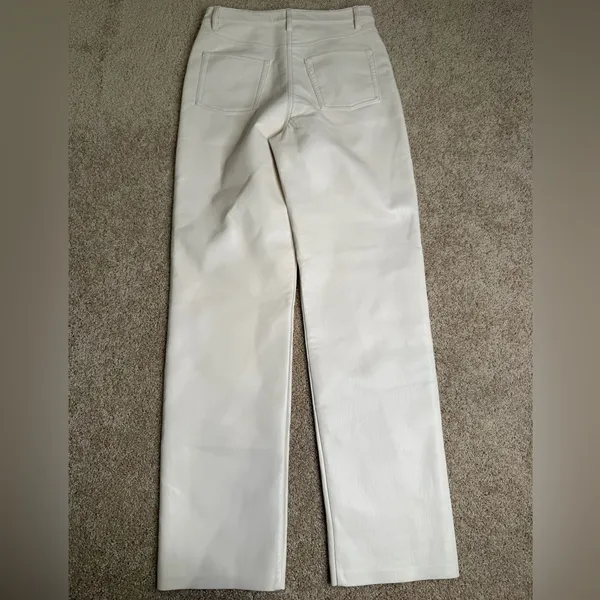 Wilfred Aritzia The Melina Faux Leather Wide Leg Pants‎ Cream Size 4 - Image 4