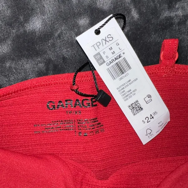 Garage Seamless Bustier Cami in Crimson Red Size XS New with tag - Image 9