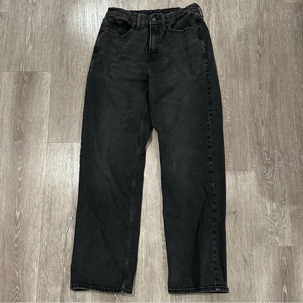 EUC Good American Good ’90s Black Wash Straight Leg Jeans Size 6/28 - Image 2