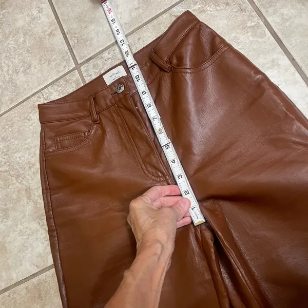 Wilfred Free Vegan Leather Pants High Waisted Brown‎ Straight Leg Trousers Sz 0 - Image 7